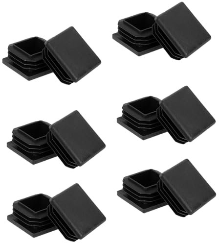 12 Pack Square End Caps 40x40 mm Plastic Hole Plugs Black Fence Post Pipe Cover Fitness Equipment Furniture Finishing Plug for Square Tubing Post