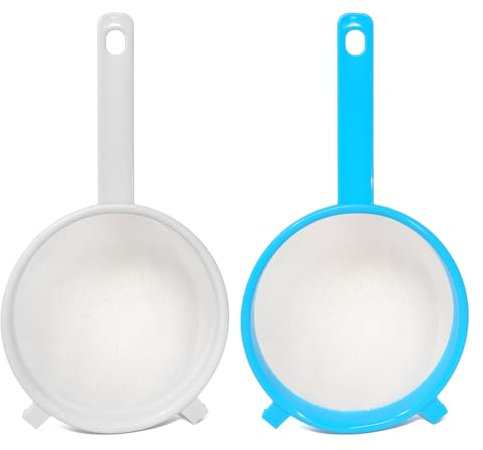 COM-FOUR® 2x passoire avec poignée - passoire pour égoutter les pâtes - passoire pour laver les fruits, les légumes et la salade - passoire ronde - accessoires de cuisine en plastique