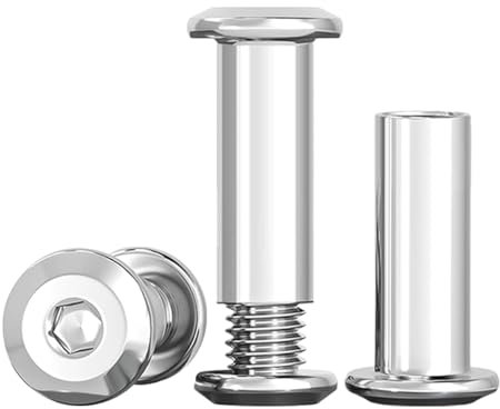 Drenky Conexión M8 Tornillos Manguito Acero Inoxidable A2 V2A Para Muebles, Armarios, Tableros De Madera 10 Piezas (10 x Tornillos, 10 x Tuercas Cilíndricas)