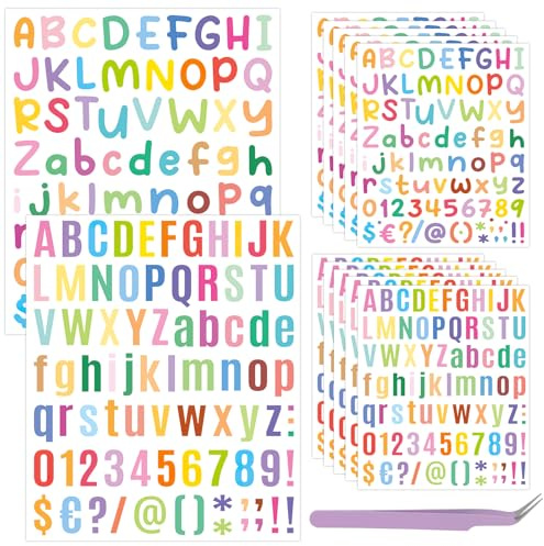 HENGBIRD 12 fogli adesivi con lettere piccole, adesivi in vinile, lettere adesive, lettere adesive piccole, adesivi lettere, adesivi lettere alfabeto