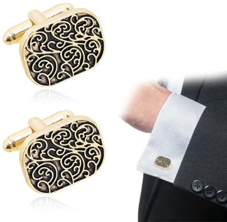 Boutons de Manchette Homme Or - Bouton de Manchette Homme Haut de Gamme avec Boîte Cadeau Noire - Boutons de Manchette pour Homme Style Classique et Raffiné - Idéal pour Cérémonies Occasions Spéciales