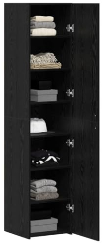 vidaXL Highboard Black Oak 40 x 42.5 x 185 cm, Rectangular Highboard, Modern Storage Unit, Ample Indoor Cabinet, Multi-Compartment Design, Vertical Shelving Solution