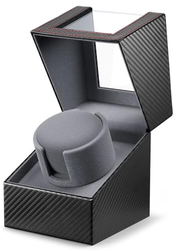 KAVYIA Watch Winder with Japanese Motor – Silent Adjustable Rotation, Premium PU Leather Exterior and Soft Flexible Watch Pillows, for Father's Day Gift for Him, Birthday