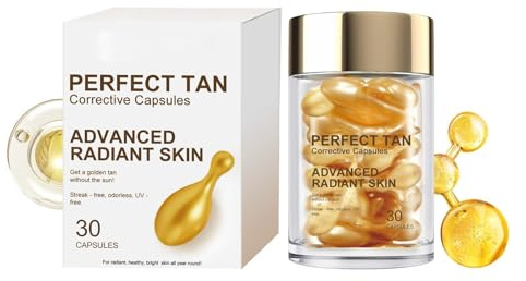 Self Tanning Corrective Capsules with Tanning Accelerator,Tanning Drops for Face&Body,Skin Tone Correction&Revitalization for Radiant Glow,Fragrance Free,Cruelty Free&Sunless&Vegan Self Tanner