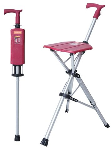 HZWJD Bastón Plegable Bastón con Asiento Bastón Convertible En Silla Trípode para Personas Mayores Bastón Y Taburete Ligero 2 En 1 Bronze