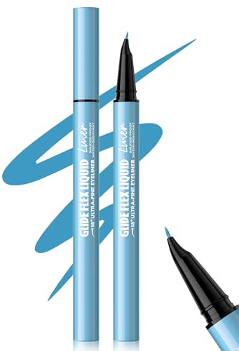 Erinde Himmelblau Eyeliner, mit 18° Gebogener Präzisionsspitze, Wasserfest & Wischfest Eye Liner, Hochpigmentiert, Schnelltrocknend und Langanhaltend, Geschmeidige Linien, Anfängerfreundlich, Vegane