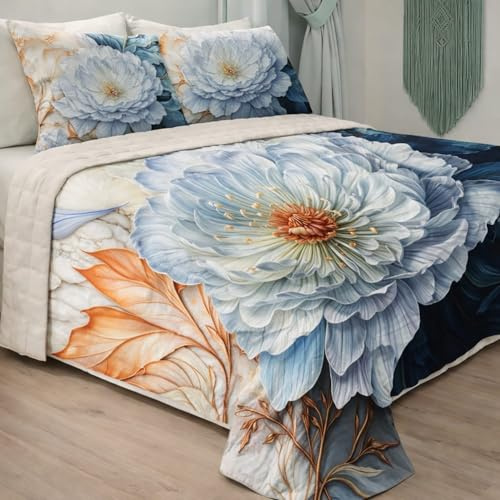 Trapuntino Matrimoniale 260x270cm Imbottito 100gr Trapuntatura Uniforme Quadra Stampa Digitale 4K Floreale Copriletto Estivo Mezza Stagione Lavabile Decorativo Camera Letto (Tulipano)
