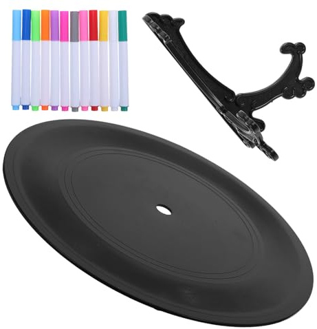 TINEASUR DIY Skrivbar Vinylskiva med Marker och Stativ Falska Retro Skivor för Väggdekoration Vintage Rock Roll Hem Studiodekor