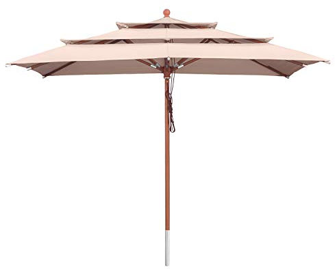 anndora Sonnenschirm 3-lagig 300 x 300 cm eckig Gartenschirm - Dark Natural