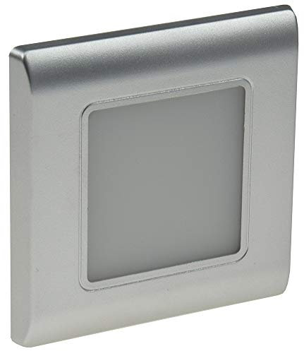 ChiliTec LED Wandeinbauleuchte Stufenleuchte für UP Dosen - Unterputz Montage 60-68mm 2,5 Watt 100 Lumen - Rahmen Silber Licht Warmweiß