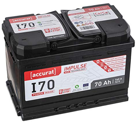 Accurat AGM Autobatterie 12V 70Ah 760A Starterbatterie Start-Stopp Batterie