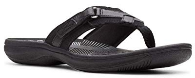 Clarks Women's Breeze Sea Flip-Flop Black Premium Black 7 M US