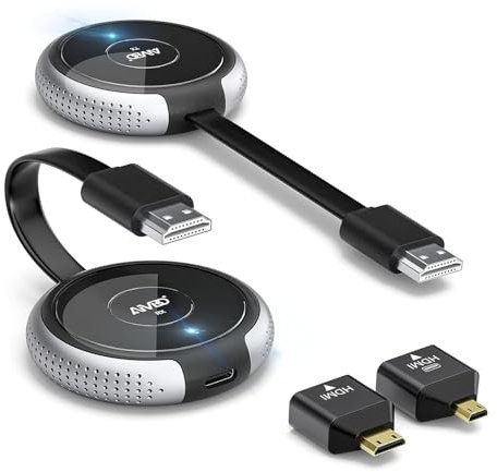 HDMI Wireless, Kabellos Transmitter and Receiver 4K Decoding, 165FT/50M Funkübertragung 5G Kabelloses Sender Empfänger, Drahtlos Funk für Streaming Video von Laptop/PC/Kamera zu TV/Projektor, Silber