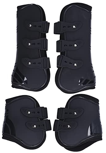 Guêtres de Cheval, 4 Pièces en PU, Guêtres de Protection pour Tendons de Cheval, Guêtres D'attelle de Cheval pour Jambes Avant et Jambes Arrière, Bandes de Protection pour Jambes de Cheval(XL)