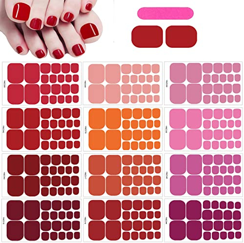 MWOOT 12 hojas (264pcs) Pegatinas Esmalte Uñas de Los Pies, Multicolor pegatinas Uña Pie Adhesiva, Uñas Etiquetas Engomadas para DIY uñas calcomanías diseños de manicura, Tonail Art Stickers