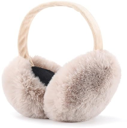 Airmoon Ohrenschützer für Frauen - Winter-Ohrenwärmer - Weiche & warme Kabelstrick-Pelz-Ohrschützer - Ohrenschützer für kaltes Wetter (Aprikose)