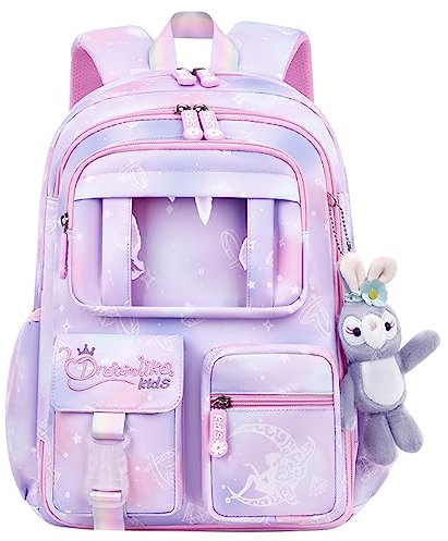 Schulrucksack für Mädchen, Kinder Grundschultaschen Leichte Rucksäcke Kinder Schulranzen Büchertasche Große Kapazität Schultasche Niedlicher Kinderrucksack für 5-12 Jahre
