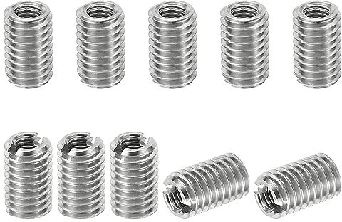 PATIKIL Rosca Adaptadores Manguito Reductora Tuerca, 10uds M5*0.8 Macho a M3*0.5 Hembra Reparación Inserto Tuerca Tornillo Reductor Conversión Inoxidable Acero Sujetador 8mm