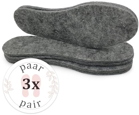 Lot de 3 paires de semelles intérieures en feutre épaisses et résistantes pour bottes et chaussures de travail (42)
