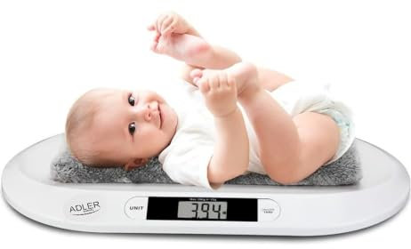 Báscula digital para bebés y niños con plataforma, 56 x 26 cm, con pantalla digital LCD, pesa recién nacido pediátrica 20 kg/44, apagado automático y tara pesar apta también para animales pequeños