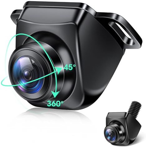 AHD 1080P Backup Camera 360°Rotatable Back up Camera for Cars Reverse Camera for Truck Super Night Vision IP69K Waterproof Rear/Front/Side View Camera w 170° Wide Angle Reverse Line, No Drilling