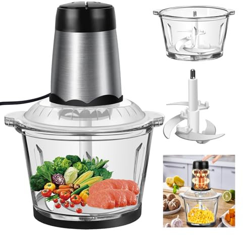Mini Food Processor 2L Mini Chopper Electric Meat Grinder Vegetable Chopper with Glass Bowl Meat Mincers for Home Use