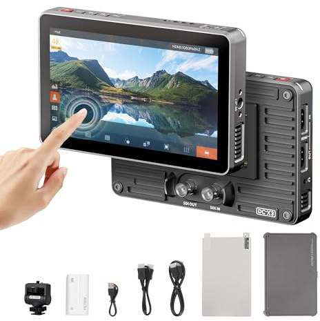 VILTROX DC-X3 Kamera Field Monitor mit SDI & 4K HDMI In/Out, 6 Zoll Touchscreen, 2000 Nits FHD IPS, 3D LUT, Waveform, Vectorscope, Sonnenblende & Akku – Schwarz