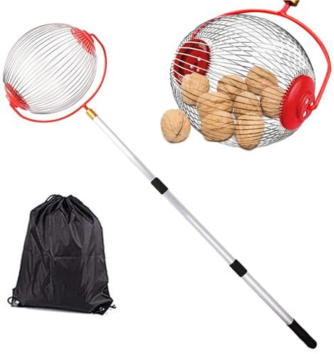 Generisch Collecteur de noix à roulettes Collecteur de pommes Collecteur de fruits Collecteur de noix Collecteur de fruits Collecteur de noix de jardin, noix de noyer, outils manuels réglables pour le