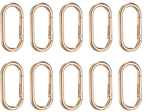 sourcing map 10 anillos de resorte ovalados de metal de 5 cm, cierre de hebilla, accesorios de conector para bolsos, equipaje, bolso, llavero, manualidades, color dorado