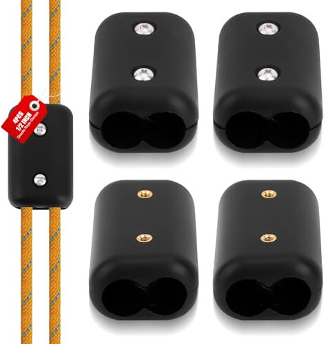 BOXOB 4 Pcs Plastic Rope Clamps with Screws, 1/2 Inch Reusable Double Rope Clamps Plastic Cord Connector Suitable for 9-10mm Nylon Twisted Braided Cord Ratchet Climbing Cord