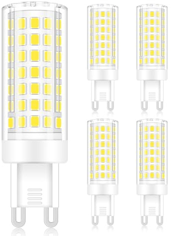 TRIJZHOU G9 LED Lampen Kaltweiß, LED Leuchtmittel 9W entspricht 75W-80W Halogenlampe, 900 Lumen, Nicht dimmbar, Kein Flimmern, AC 220-240V, Energiesparende Glühbirne-5 Stück