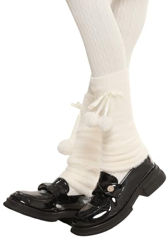 DAYLIGHE Fundas cálidas de acrílico para botas de invierno con lazos de felpa peluda, puños giratorios, calentadores de piernas largas, calcetines sin pies para mujeres y niñas, fundas para zapatos