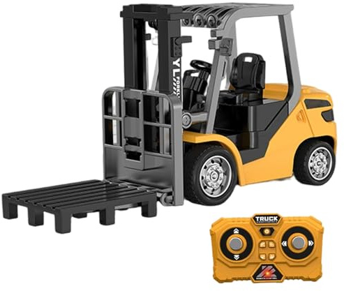 Carretilla elevadora de juguete, carretilla elevadora con control remoto de 3 velocidades, vehículos de construcción Rc con carga USB 1:64 con luces y sonidos para niños y niñas, juguetes jueg-