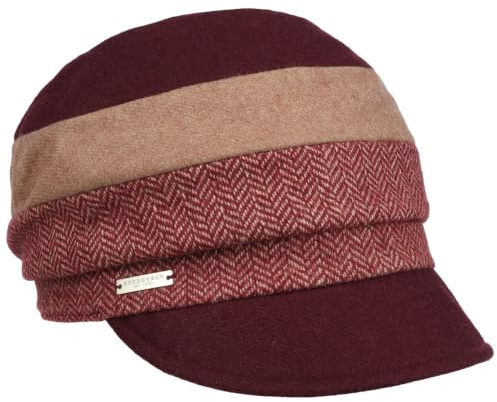 Seeberger Silje Patchwork Newsboykeps Damer - skärmmössa med skärm, foder, foder höst-vinter Höst Vinter - M (56-57 cm) bordeaux