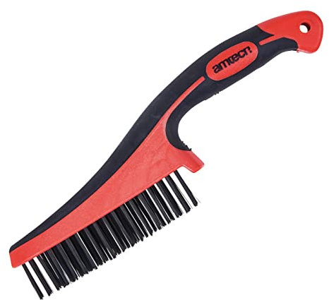 Amtech - Multi-Purpose Wire Brush for Cleaning Parts, Removing Rust, and More, Easy to Use with Ergonomic Handle, Home DIY, Durable and Long Lasting Steel Bristles