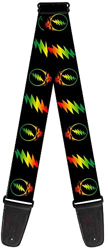buckle-down Gitarrengurt 34-60 Steal Your Face w/Lightning Bolt Repeat Black/Rasta