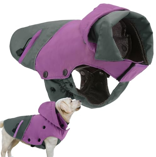 PETLOFT Dog Winter Coat Waterproof Cold Weather Warm Jacket for Small Medium Large Dogs, Puppy Winter Vest with Detachable Fleece Lining (M, Purple)