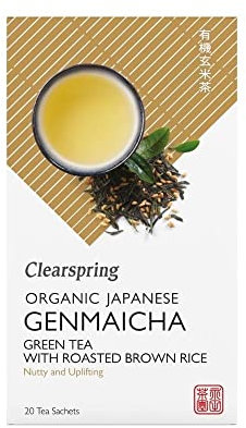 Clearspring Organic Japanese Genmaicha, Green Tea with Roasted Brown Rice Teabags, 0.316 kg, Pack of 4, TEA0704.036A