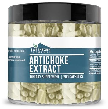 Earthborn Elements Artichoke Extract 200 Capsules, Pure & Undiluted, No Additives