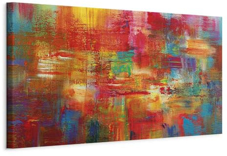 murando - Akustikbild Abstrakt Bilder Akustikschaum Hochleistungsschallabsorber Schallschutz Leinwand 1 tlg Wandbild Raumakustik Schalldämmung bunt orange rot blau wie gemalt