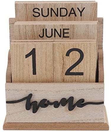 Ewiger Kalender, Flip-Holz-Kalenderblöcke, Retro-Manueller Wiederverwendbarer Tischkalender für Zuhause, Büro, Schreibtischzubehör, Woche, Monat, Datumsanzeige, Dekoration, Geschenkideen
