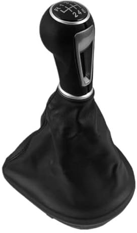 Car Passion Cuffia Leva Cambio Manuale + Pomello + Ghiera Telaio Compatibile con Seat Leon Altea Toledo 2005-2012 Cuciture Nere Set Completo Ricambio Auto (6 Marce)
