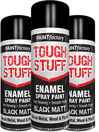 Classic Signature - 3 x Enamel Black Matt Spray Paint 400ml Tough Stuff Hard Wearing Smooth Aerosol for Metal Wood and Plastic