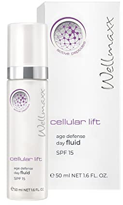 WELLMAXX cellular lift age defense day fluid SPF 15 - Anti-Aging, Tages Fluid für anspruchsvolle & trockene Haut, mit UV-Filter LSF 15, DERMATEST® „sehr gut“, 50 ml
