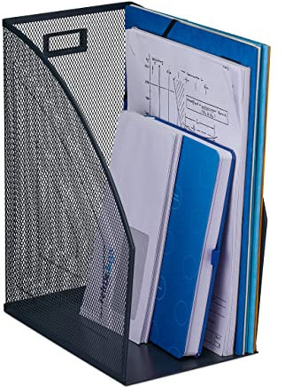 Relaxdays Stehsammler, DIN A4, Mesh Design, HxBxT: 32 x 16 x 24,5 cm, Büro & Home-Office, Stehordner, Metall, anthrazit