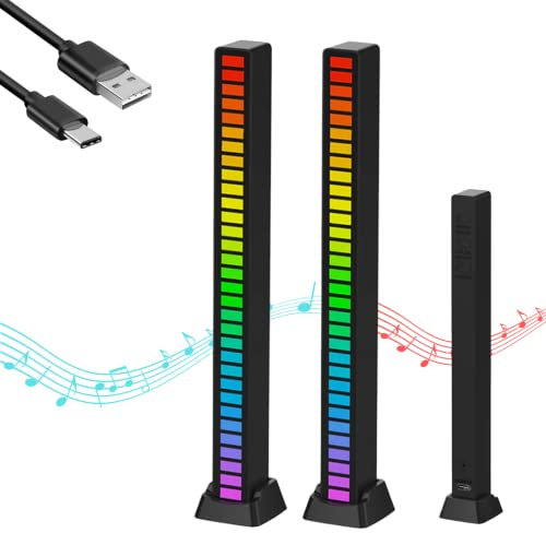 MAGIC SELECT 2x Musik-Rhythmus-Lichtleiste, Rhythmuslichter mit 32 RGB-LED, Musikempfindliche LED Lichtleiste, Musik-Stimmungslampe, für Spielzimmer, Kinderzimmer, Büro, Schlafzimmer