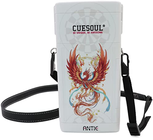 CUESOUL ANTIE Custodia Rigida per Freccette, Contiene 6 Freccette con Punta in Acciaio/Freccette con Punta Morbida e Accessori Extra, con Design a Quattro Simboli mitologici, Uso Durevole
