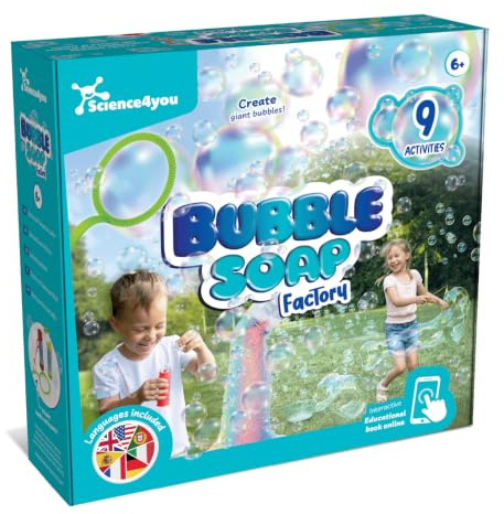 Science4you Bubble Soap Factory for Kids – Giant Soap Bubbles Maker, Create your own Bubble Wands, All Bubble Accessories Included, Bubble Solution Set, Original Gift for Boys and Girls Age 6 7 8 9+