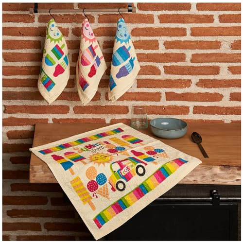 DECASATEXTIL ®- Paños de Cocina 100% algodón - Set de Trapos de Cocina 50x50cm, Suaves, duraderos y Super absorbentes. (Summer)