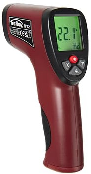 Testboy TV 329 Infrarot-Thermometer (hochpräzise, berührungslose Temperaturmessung, für Wetter, Grill, Handwerk & Industrie, mit fortschrittlicher 12:1 Messoptik, mit grünem LCD-Display), Rot